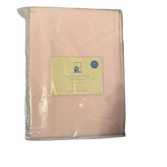 Pottery Barn Kids Pink 63x44 Sailcloth Panel Pole Pocket Pair - Picture 3 of 5
